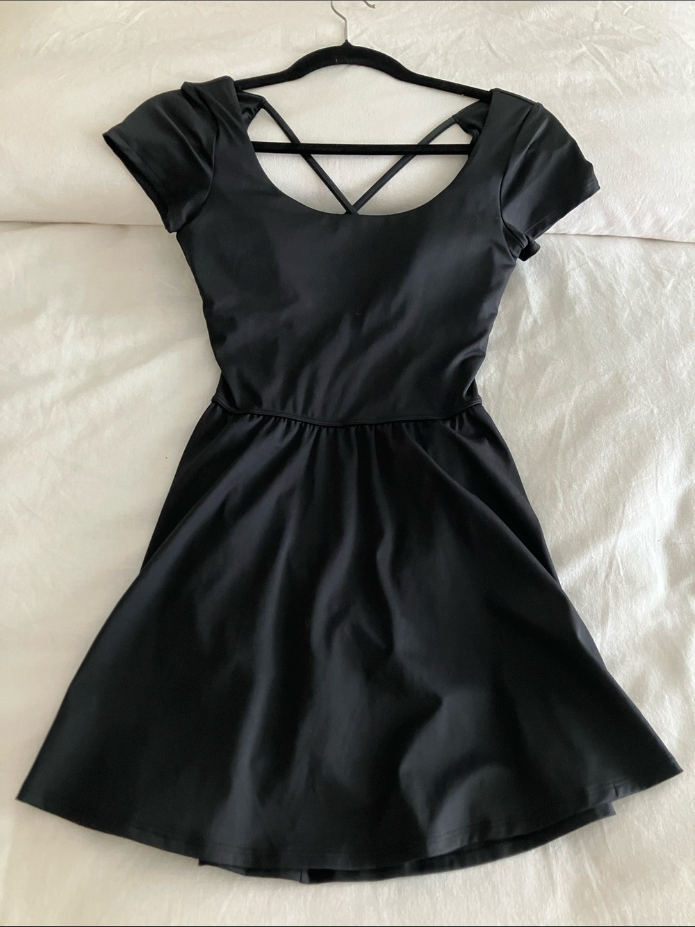 Gilly Hicks Black Fit-and-Flare Dress with Crisscross Back Straps